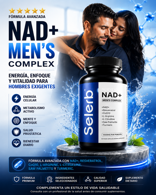 Selerb NAD+ complex para Hombre, Premium | Energía, Vitalidad y Rendimiento | 60 Cápsulas