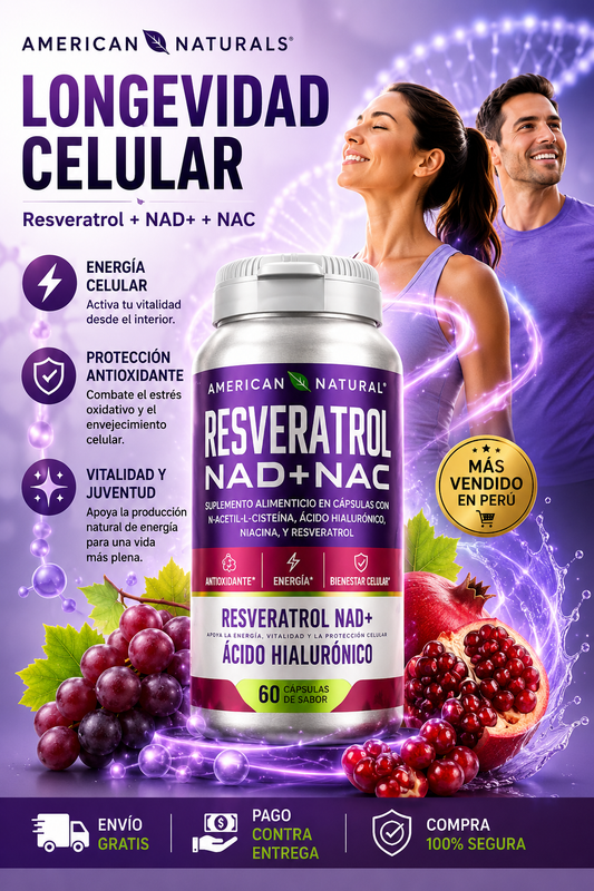 Resveratrol Nad+nac -Fórmula avanzada para  tu  bienestar diario